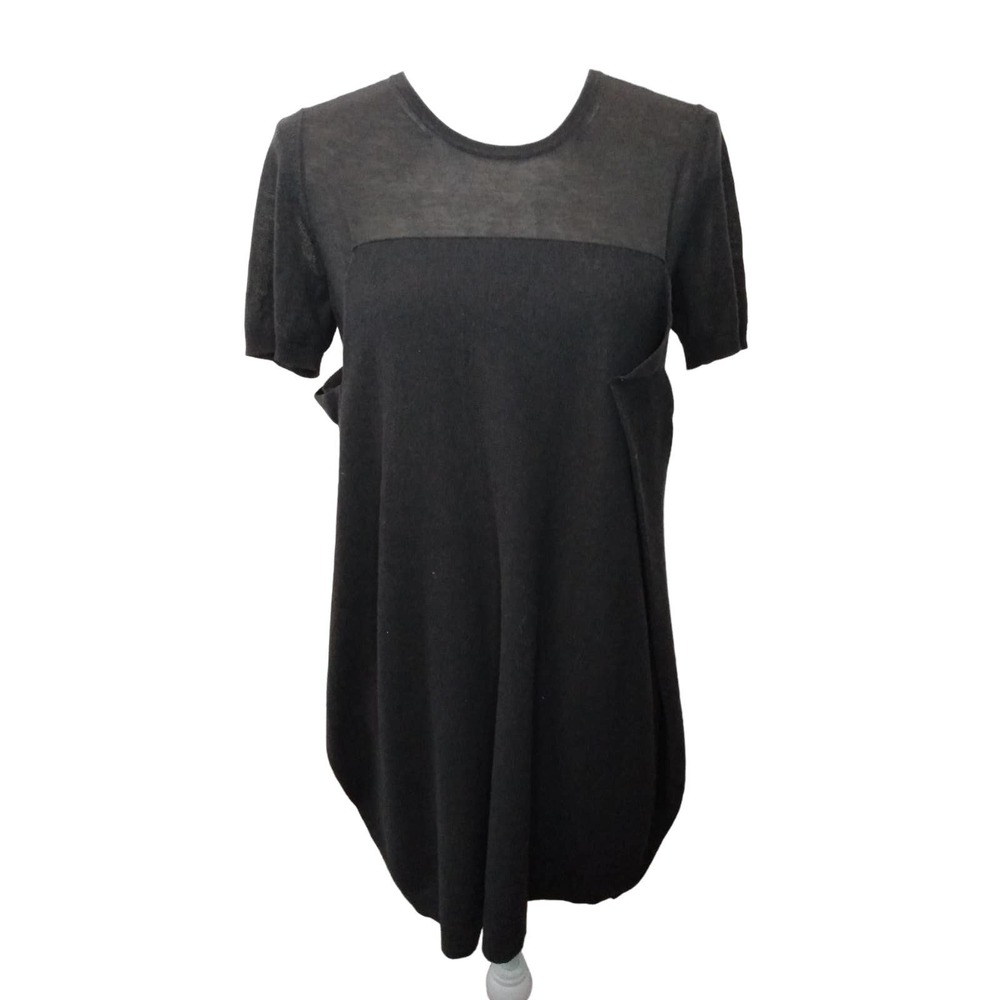 KUHO layered short sleeve dark gray knit top